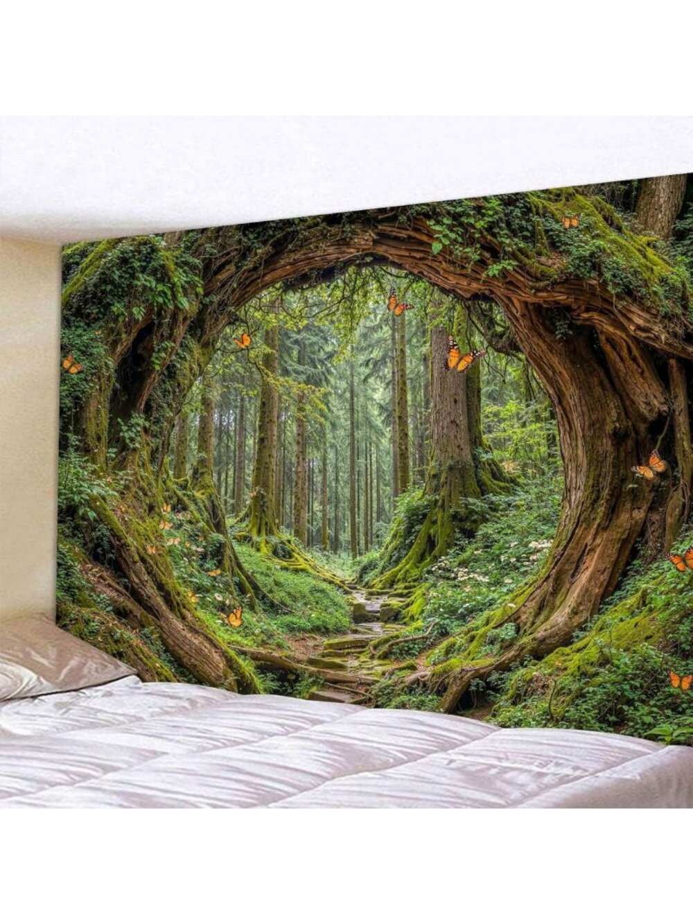 Extra Large Green Nature Tree Wall Tapestry - Aesthetic Jungle Decor 90x68